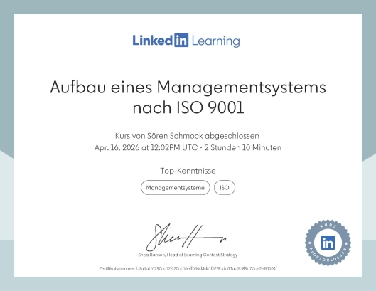 Aufbau eines Managementsystems nach ISO 9001